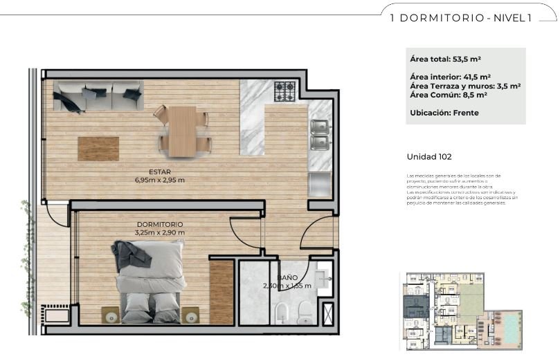Plano de planta unidad 102