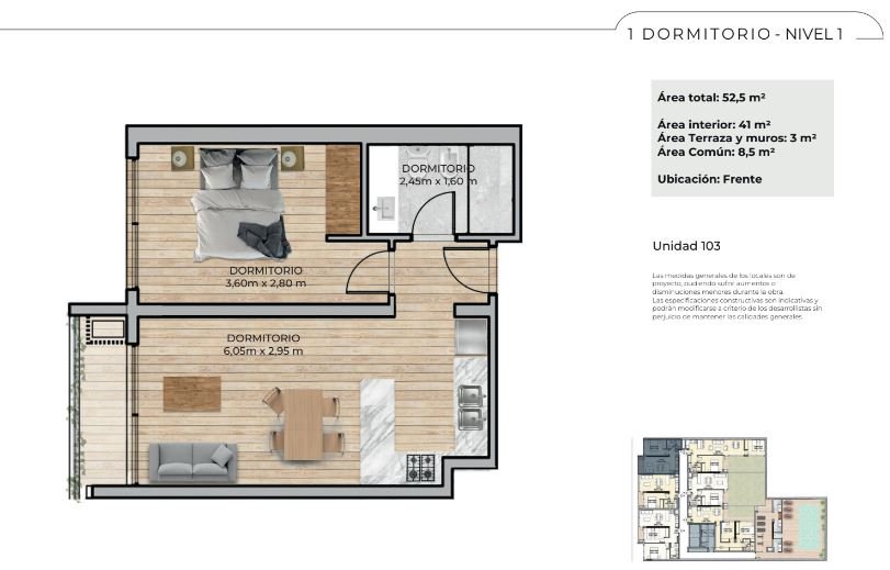 Plano de planta unidad 103