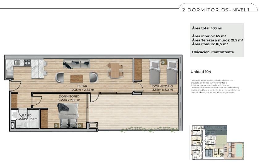 Plano de planta unidad 104
