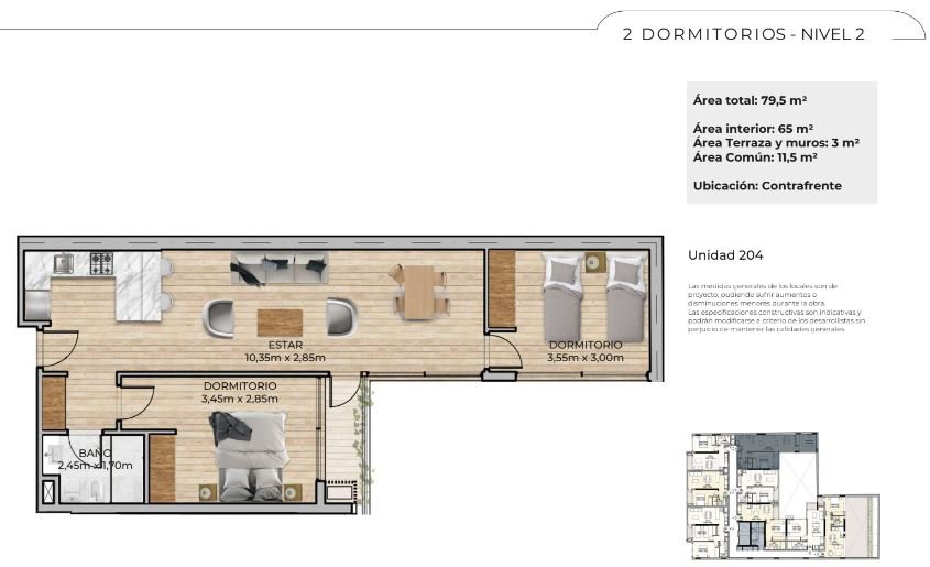 Plano de planta unidad 204