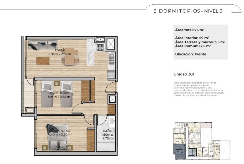 Plano de planta unidad 301