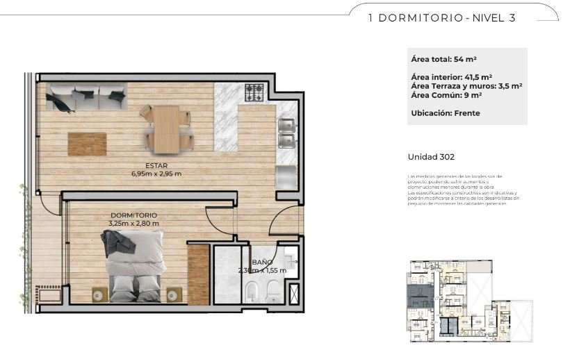 Plano de planta unidad 302