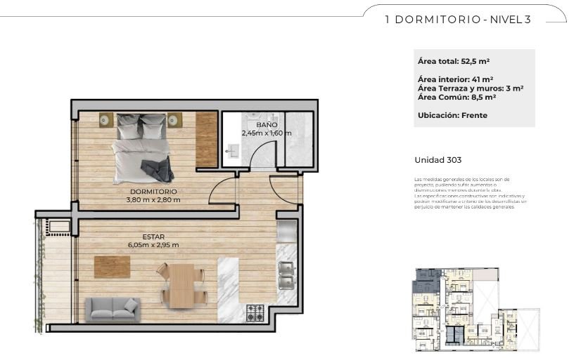 Plano de planta unidad 303