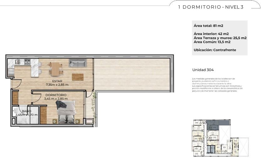 Plano de planta unidad 304
