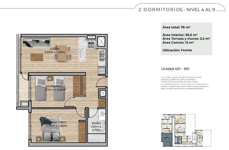 Plano de planta unidad 401