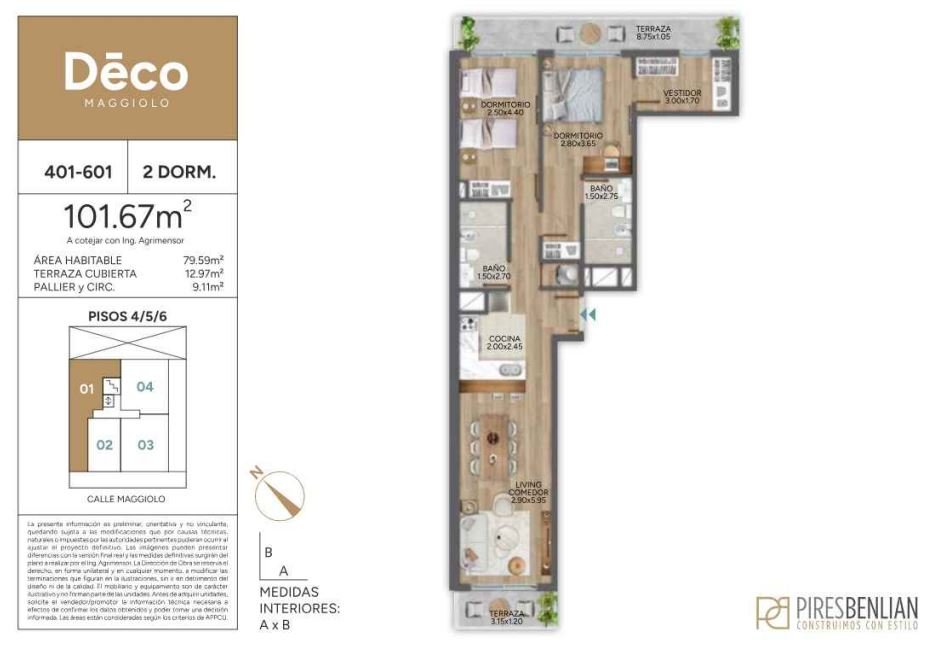 APARTAMENTO DE 2D - UNIDAD 501 - PISO 5
