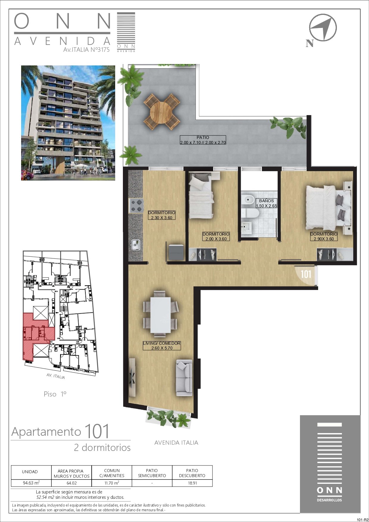 PARTAMENTO DE 2D - UNIDAD 0101 - PISO 41