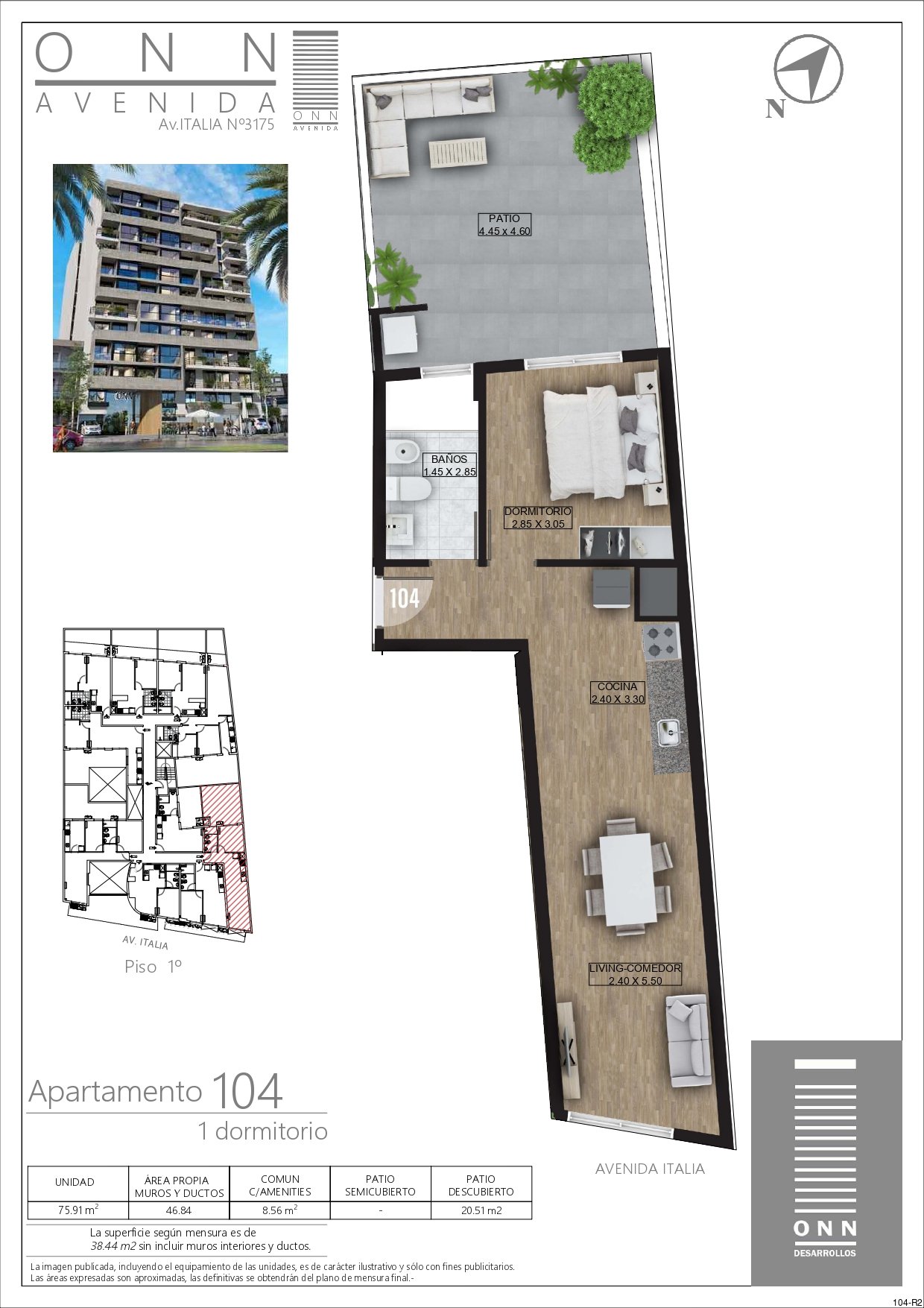 APARTAMENTO DE 1D - UNIDAD 0104 - PISO 1 11