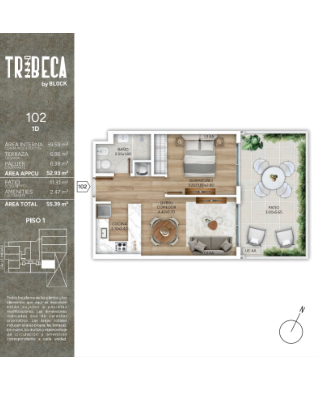 Apartamento de 1d Unidad 102