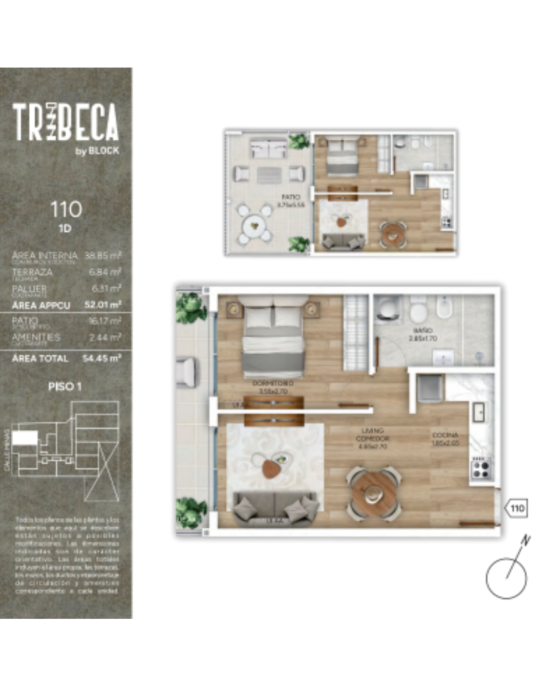 Apartamento de 1d Unidad 110